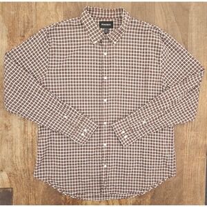 Bonobos Button Down Shirt Mens XXL Brown White Gingham Check Long Sleeve Cotton